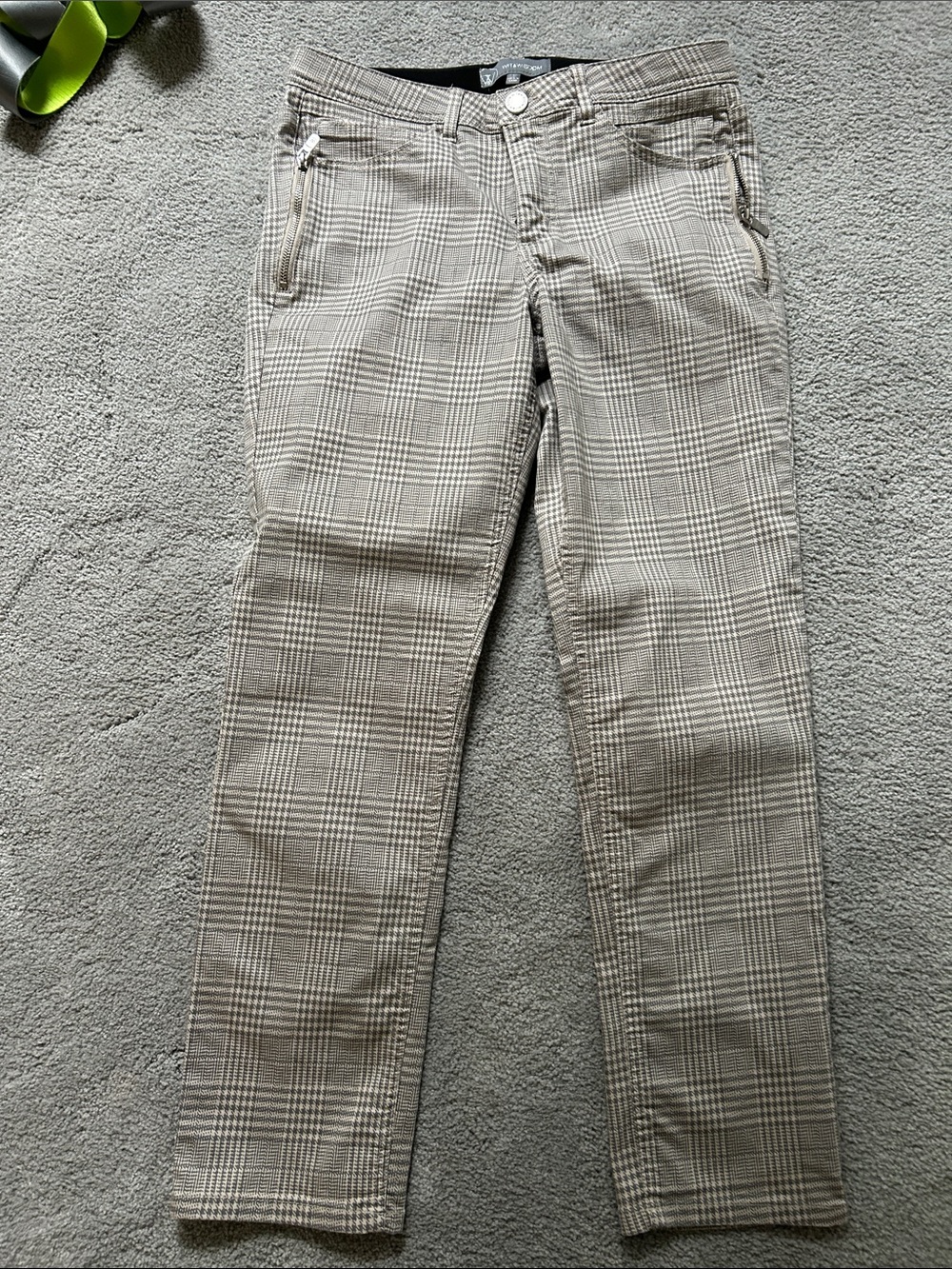Wit & Wisdom Beige Plaid Straight Leg Pants